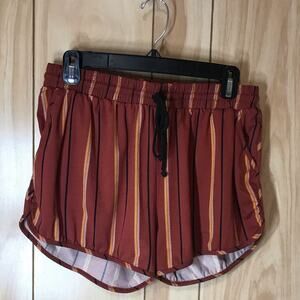 ShoSho Brown Striped Drawstring High Elastic Waist Shorts L